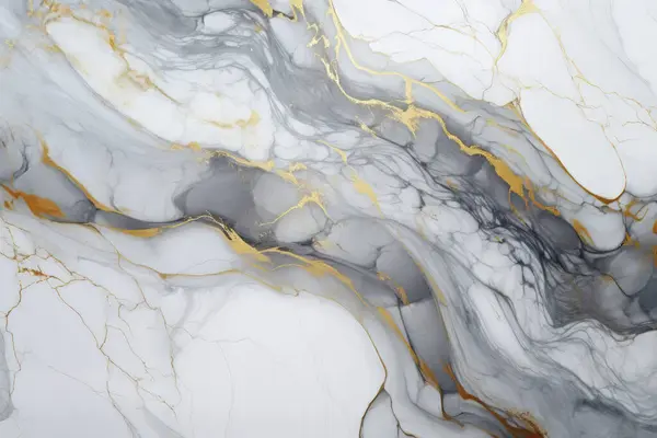İşlenmiş beyaz ve altın mermer desenli kolaj. Pankart, arkaplan veya 3B haritalama için doku