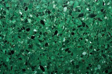 Yeşil terrazzo yüzey dokusunun işlenmiş kolajı. Pankart, arkaplan veya 3B haritalama için doku