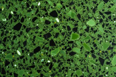 Yeşil terrazzo yüzey dokusunun işlenmiş kolajı. Pankart, arkaplan veya 3B haritalama için doku