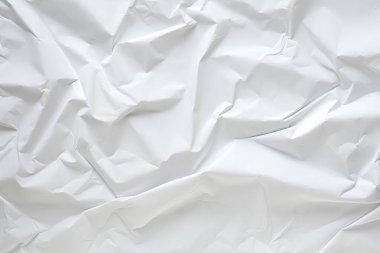 Buruşmuş beyaz kağıt dokusunun işlenmiş kolajı. Pankart, arkaplan veya 3B haritalama için doku