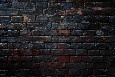 Eski getto siyah tuğla duvarının fotoğrafı. Arkaplan veya haritalama için arkaplan dokusu