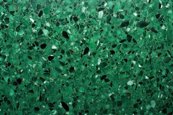 Yeşil terrazzo yüzey dokusunun işlenmiş kolajı. Pankart, arkaplan veya 3B haritalama için doku