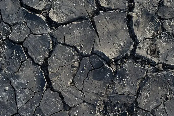 Düz siyah ve eski asfalt yol yüzeyinin fotoğrafı. Arkaplan veya haritalama için arkaplan dokusu