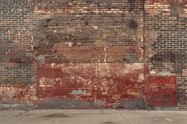 Eski terk edilmiş sanayi binasının koyu kırmızı duvarı. Arkaplan veya haritalama için arkaplan dokusu