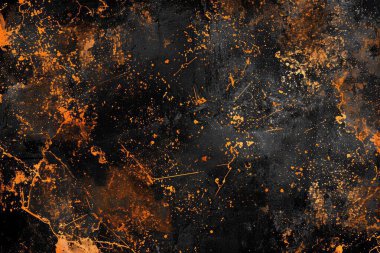 Siyah ve turuncu paslı metal yüzey fotoğrafı. Arkaplan veya haritalama için arkaplan dokusu