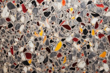 Terrazzo yüzey dokusunun işlenmiş kolajı. Pankart, arkaplan veya 3B haritalama için doku