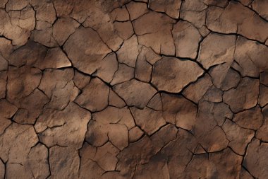 Çatlamış kil yüzey dokusunun işlenmiş kolajı. Pankart, arkaplan veya 3B haritalama için doku