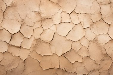 Kurumuş çatlamış toprak yüzey dokusunun işlenmiş kolajı. Pankart, arkaplan veya 3B haritalama için doku