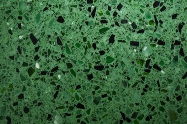 Yeşil terrazzo yüzey dokusunun işlenmiş kolajı. Pankart, arkaplan veya 3B haritalama için doku