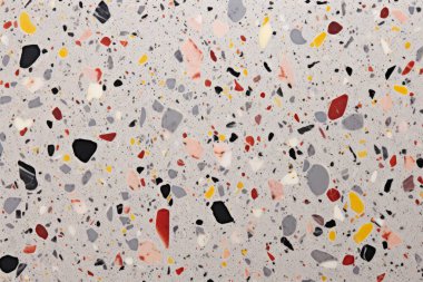 Terrazzo yüzey dokusunun işlenmiş kolajı. Pankart, arkaplan veya 3B haritalama için doku