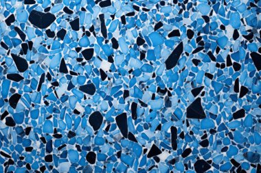 Lacivert terrazzo yüzey dokusunun işlenmiş kolajı. Pankart, arkaplan veya 3B haritalama için doku