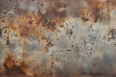 Gündüz vakti paslı metal yaprak dokusunun işlenmiş kolajı. Pankart, arkaplan veya 3B haritalama için doku