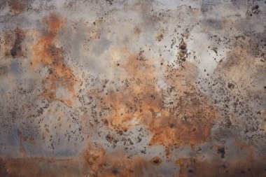 Gündüz vakti paslı metal yaprak dokusunun işlenmiş kolajı. Pankart, arkaplan veya 3B haritalama için doku