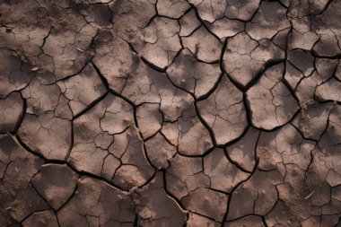 Çatlamış kil yüzey dokusunun işlenmiş kolajı. Pankart, arkaplan veya 3B haritalama için doku