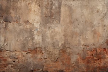 Kirli, kahverengi beton yüzey dokusunun işlenmiş kolajı. Pankart, arkaplan veya 3B haritalama için doku