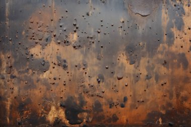 Gündüz vakti paslı metal yaprak dokusunun işlenmiş kolajı. Pankart, arkaplan veya 3B haritalama için doku