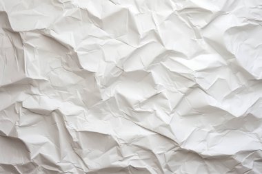 Buruşmuş beyaz kağıt dokusunun işlenmiş kolajı. Pankart, arkaplan veya 3B haritalama için doku