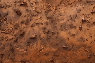 İşlenmiş kolaj eski kuru kahverengi kil yüzey dokusu. Pankart, arkaplan veya 3B haritalama için doku