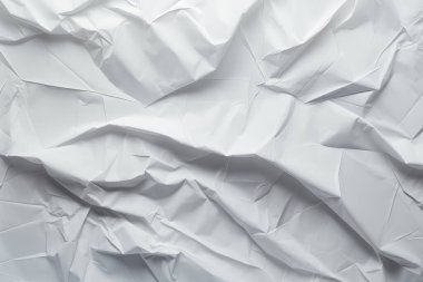 Buruşmuş beyaz kağıt dokusunun işlenmiş kolajı. Pankart, arkaplan veya 3B haritalama için doku