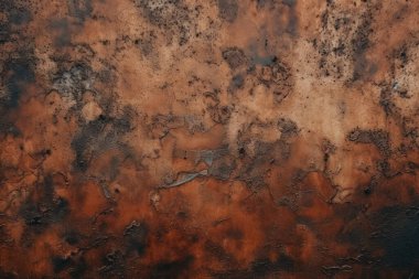 Gündüz vakti paslı metal yaprak dokusunun işlenmiş kolajı. Pankart, arkaplan veya 3B haritalama için doku