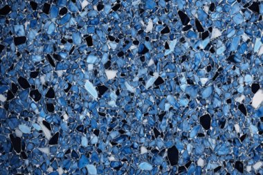 Lacivert terrazzo yüzey dokusunun işlenmiş kolajı. Pankart, arkaplan veya 3B haritalama için doku