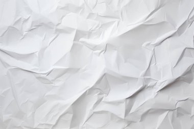 Buruşmuş beyaz kağıt dokusunun işlenmiş kolajı. Pankart, arkaplan veya 3B haritalama için doku