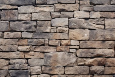 Gündüz vakti eski ortaçağ taş duvar dokusunun işlenmiş kolajı. Pankart, arkaplan veya 3B haritalama için doku