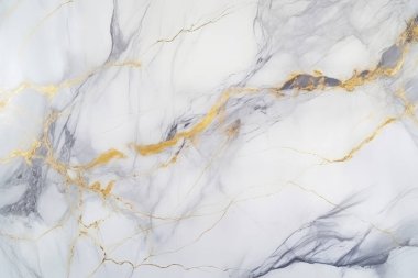 İşlenmiş beyaz ve altın mermer desenli kolaj. Pankart, arkaplan veya 3B haritalama için doku