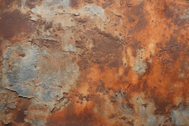 Gündüz vakti paslı metal yaprak dokusunun işlenmiş kolajı. Pankart, arkaplan veya 3B haritalama için doku