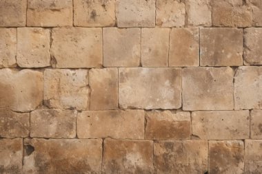 Antik sarı blok duvar dokusunun işlenmiş kolajı. Pankart, arkaplan veya 3B haritalama için doku