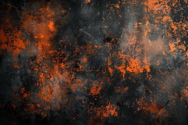 Siyah ve turuncu paslı metal yüzey fotoğrafı. Arkaplan veya haritalama için arkaplan dokusu