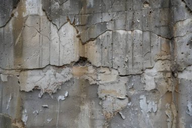  Eski gri beton sığınak duvarının fotoğrafı. Arkaplan veya haritalama için arkaplan dokusu