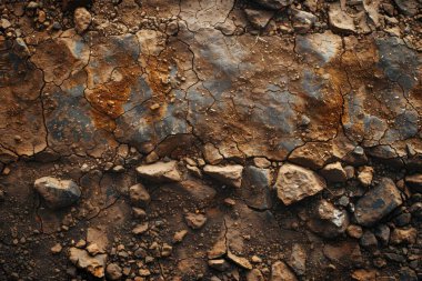 Kahverengi toprak yüzeyi fotoğrafı. Yaklaş. Arkaplan veya haritalama için arkaplan dokusu