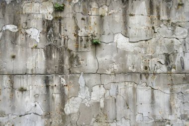  Eski gri beton sığınak duvarının fotoğrafı. Arkaplan veya haritalama için arkaplan dokusu