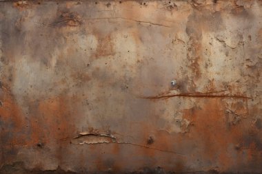 Turuncu paslı metal yüzey dokusunun işlenmiş kolajı. Pankart, arkaplan veya 3B haritalama için doku