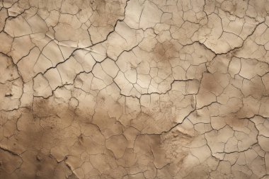 Kurumuş çatlamış toprak yüzey dokusunun işlenmiş kolajı. Pankart, arkaplan veya 3B haritalama için doku