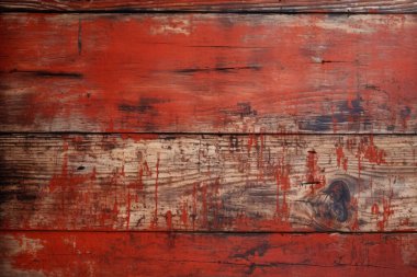 Kırsal boyalı, kırmızı ahşap dokuların işlenmiş kolajı. Pankart, arkaplan veya 3B haritalama için doku