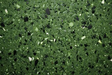 Yeşil terrazzo yüzey dokusunun işlenmiş kolajı. Pankart, arkaplan veya 3B haritalama için doku