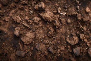 Yeraltı kahverengi toprak katman malzeme dokusu kolajı işlenmiş. Pankart, arkaplan veya 3B haritalama için doku