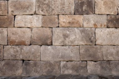 Antik sarı blok duvar dokusunun işlenmiş kolajı. Pankart, arkaplan veya 3B haritalama için doku