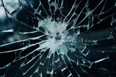 Kırık mavi cam yüzey dokusunun işlenmiş kolajı. Pankart, arkaplan veya 3B haritalama için doku