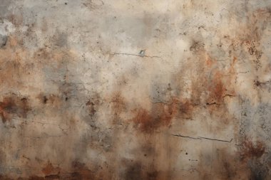 Kirli, kahverengi beton yüzey dokusunun işlenmiş kolajı. Pankart, arkaplan veya 3B haritalama için doku