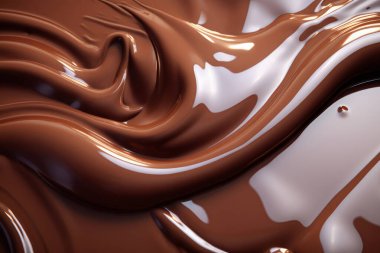 Erimiş çikolata dokusunun işlenmiş kolajı. Pankart, arkaplan veya 3B haritalama için doku