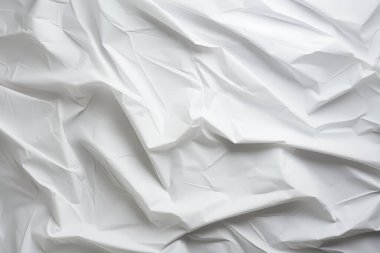 Buruşmuş beyaz kağıt dokusunun işlenmiş kolajı. Pankart, arkaplan veya 3B haritalama için doku