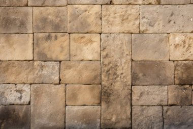 Antik sarı blok duvar dokusunun işlenmiş kolajı. Pankart, arkaplan veya 3B haritalama için doku