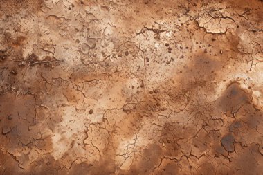 İşlenmiş kolaj eski kuru kahverengi kil yüzey dokusu. Pankart, arkaplan veya 3B haritalama için doku