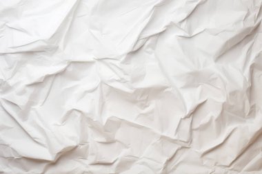 Buruşmuş beyaz kağıt dokusunun işlenmiş kolajı. Pankart, arkaplan veya 3B haritalama için doku