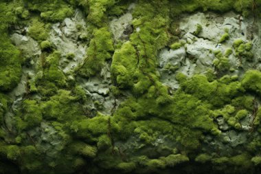Yosunlu orman yüzey dokusunun işlenmiş kolajı. Pankart, arkaplan veya 3B haritalama için doku