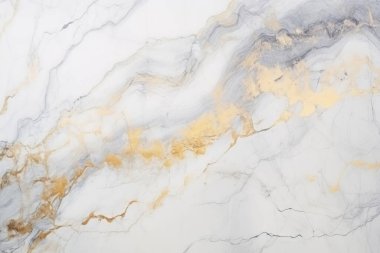 İşlenmiş beyaz ve altın mermer desenli kolaj. Pankart, arkaplan veya 3B haritalama için doku