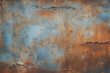 Gündüz vakti paslı metal yaprak dokusunun işlenmiş kolajı. Pankart, arkaplan veya 3B haritalama için doku